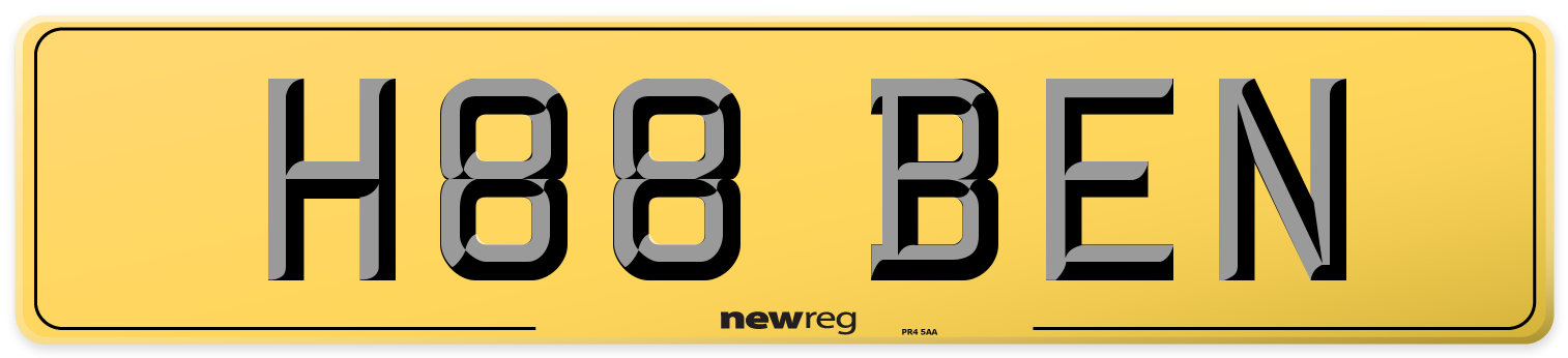 H88 BEN Rear Number Plate