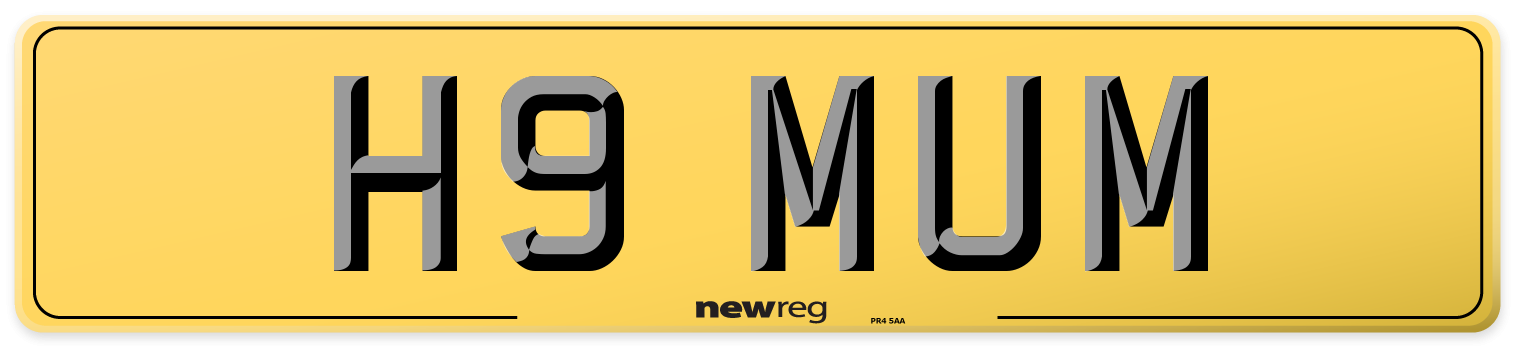 H9 MUM Rear Number Plate
