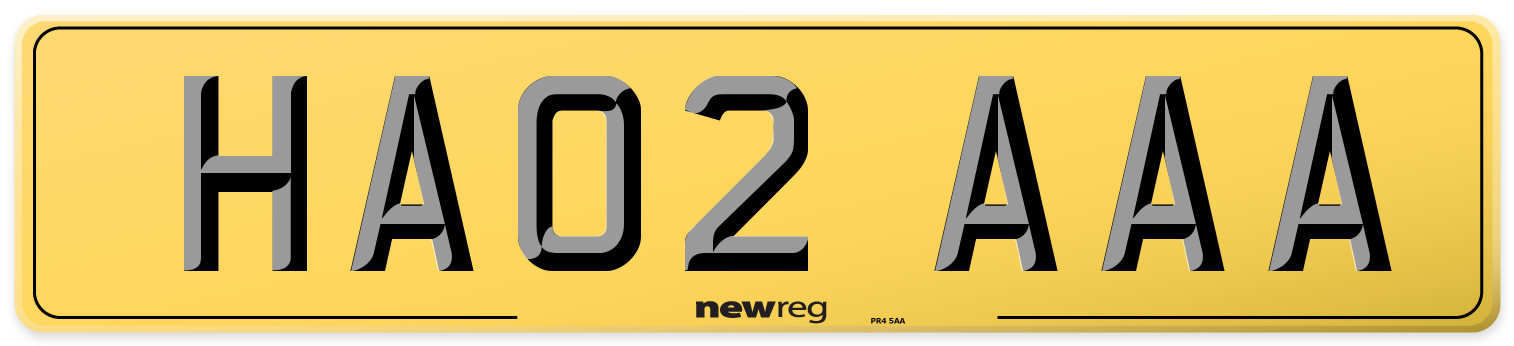 HA02 AAA Rear Number Plate
