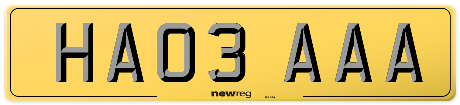 HA03 AAA Rear Number Plate