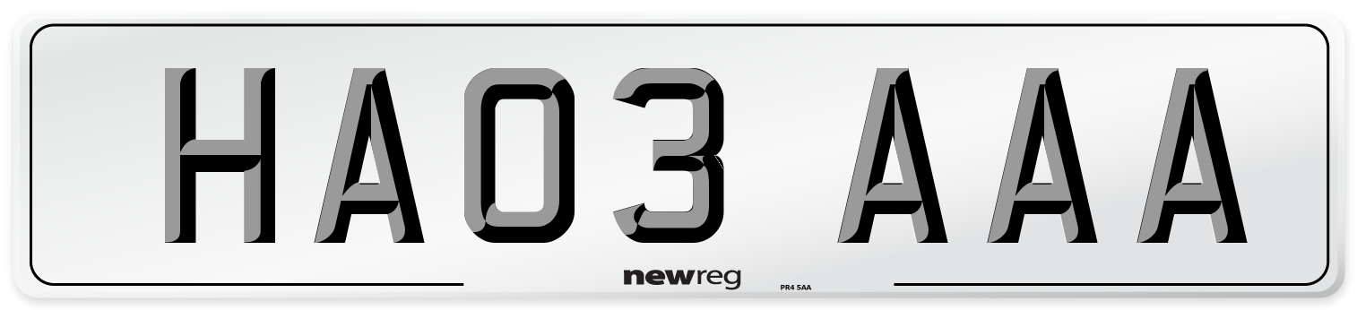 HA03 AAA Front Number Plate