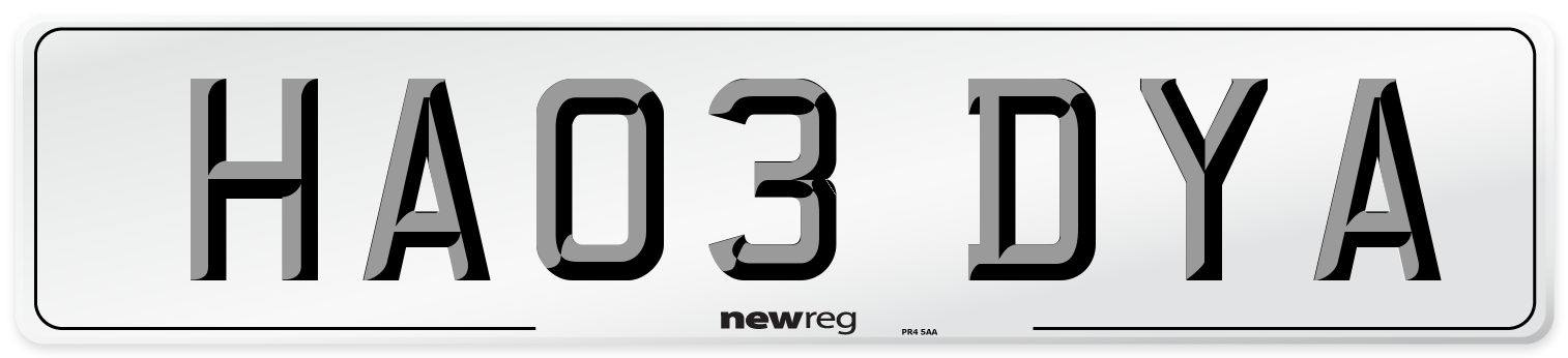 HA03 DYA Front Number Plate