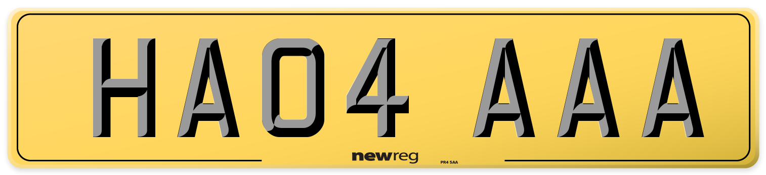 HA04 AAA Rear Number Plate