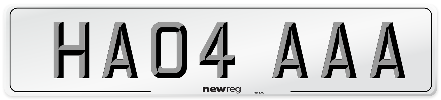 HA04 AAA Front Number Plate