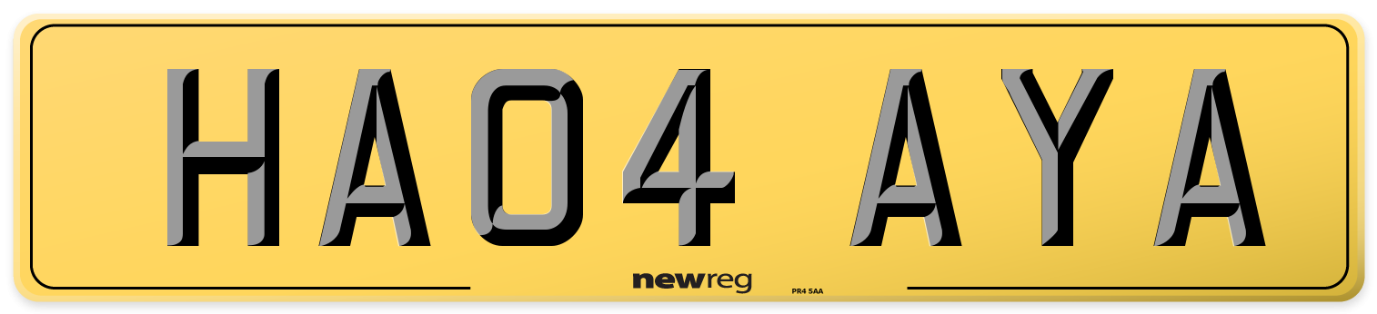 HA04 AYA Rear Number Plate