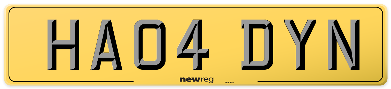 HA04 DYN Rear Number Plate