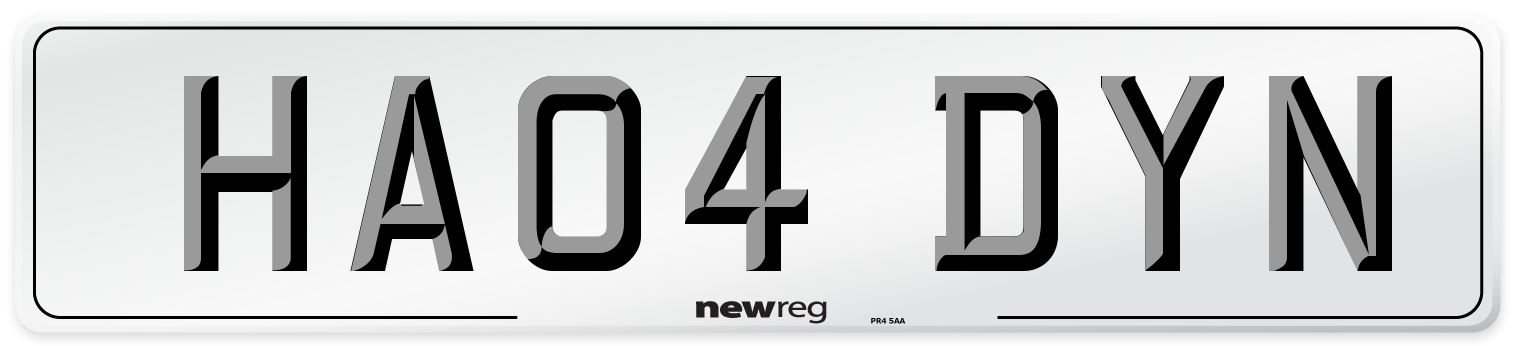 HA04 DYN Front Number Plate