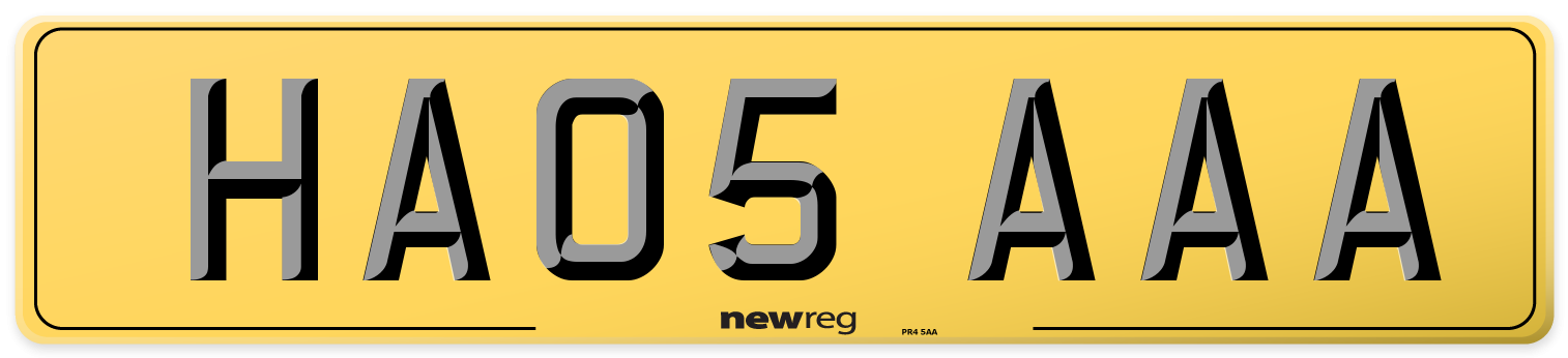 HA05 AAA Rear Number Plate