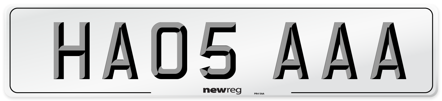 HA05 AAA Front Number Plate