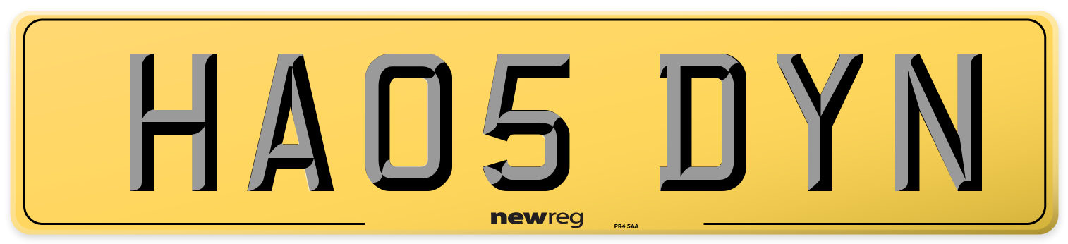 HA05 DYN Rear Number Plate