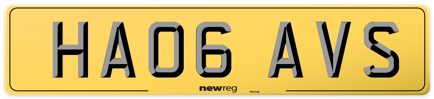 HA06 AVS Rear Number Plate