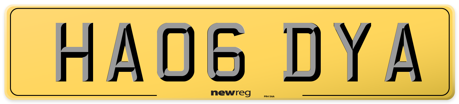 HA06 DYA Rear Number Plate