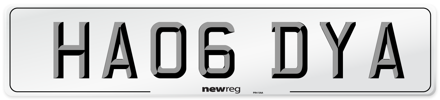 HA06 DYA Front Number Plate