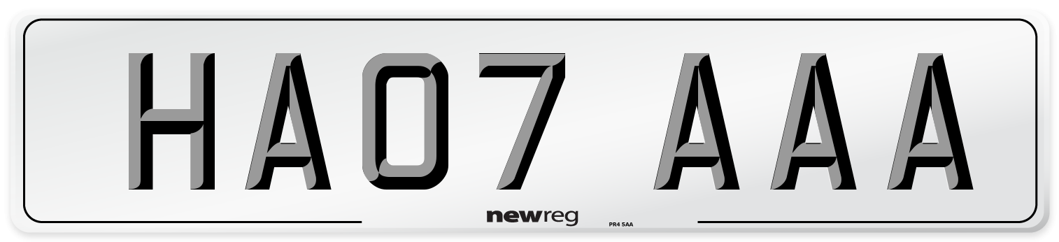 HA07 AAA Front Number Plate