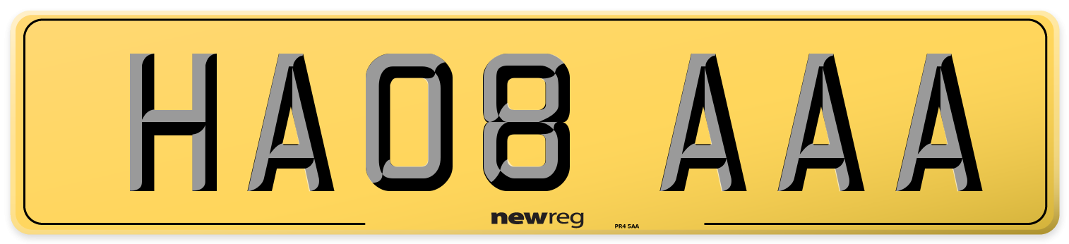 HA08 AAA Rear Number Plate