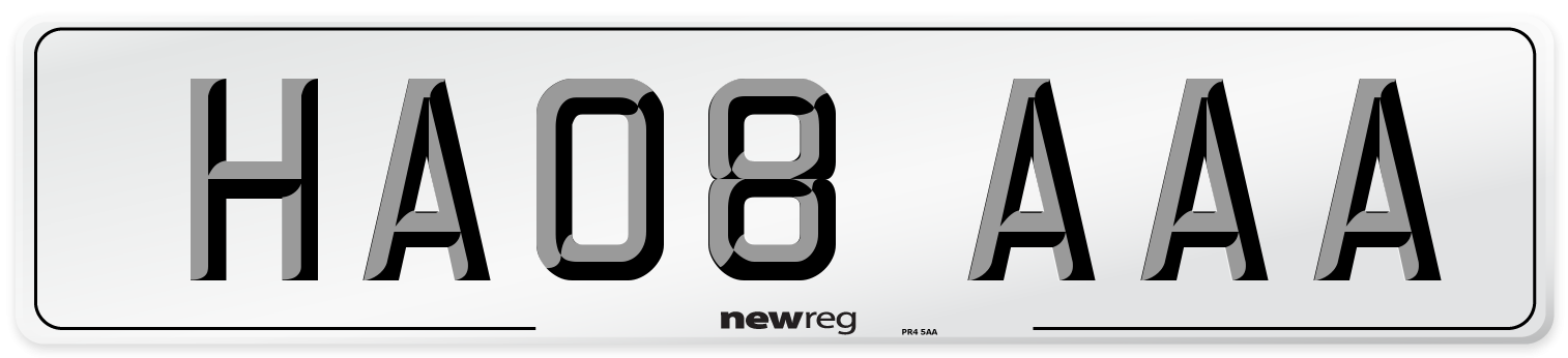 HA08 AAA Front Number Plate