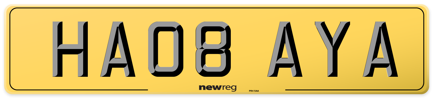 HA08 AYA Rear Number Plate