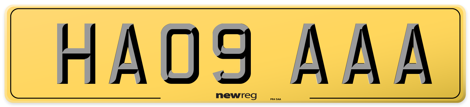 HA09 AAA Rear Number Plate