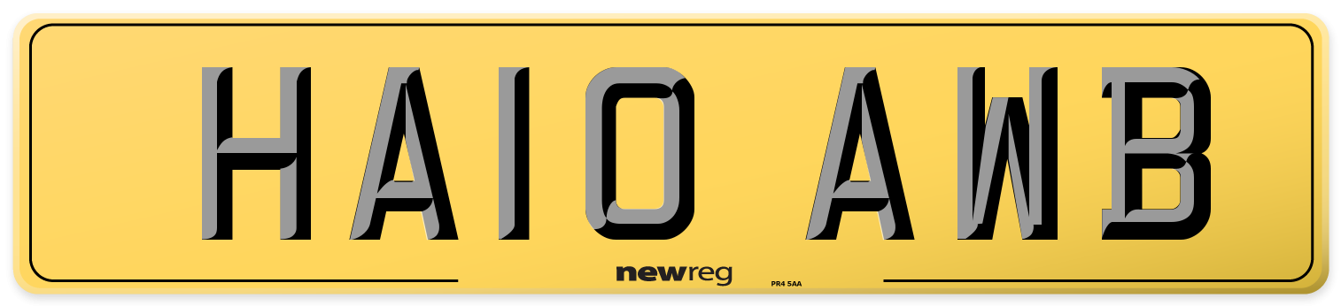 HA10 AWB Rear Number Plate
