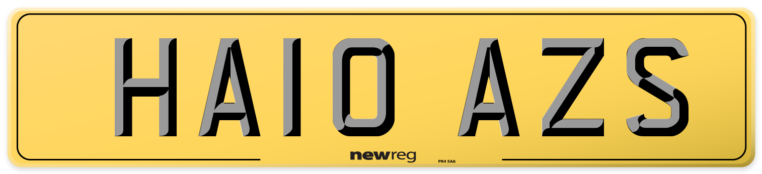 HA10 AZS Rear Number Plate
