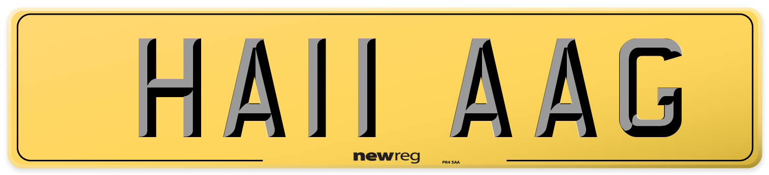 HA11 AAG Rear Number Plate