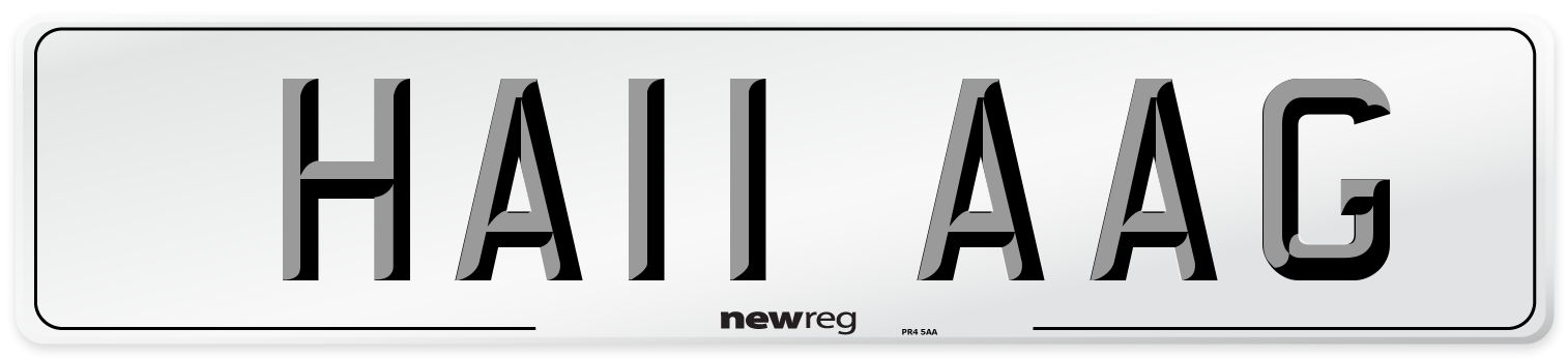 HA11 AAG Front Number Plate