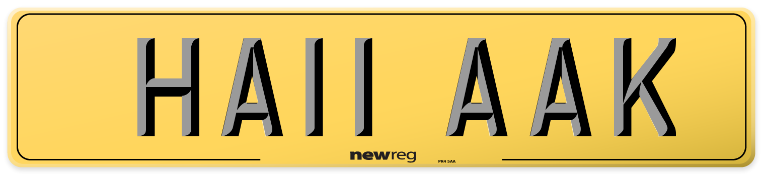 HA11 AAK Rear Number Plate