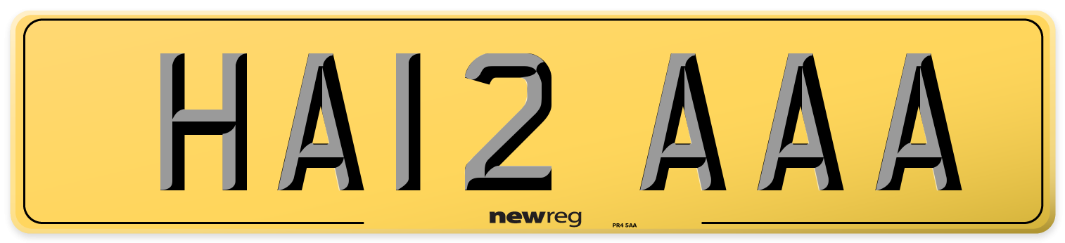 HA12 AAA Rear Number Plate