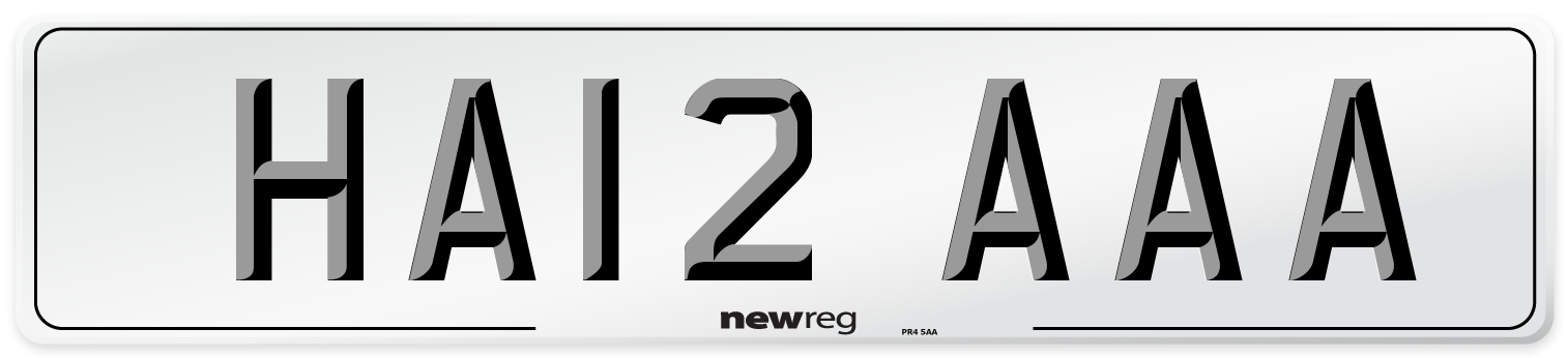 HA12 AAA Front Number Plate