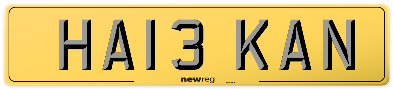 HA13 KAN Rear Number Plate