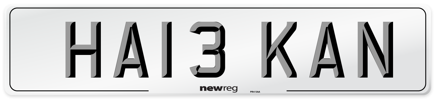 HA13 KAN Front Number Plate