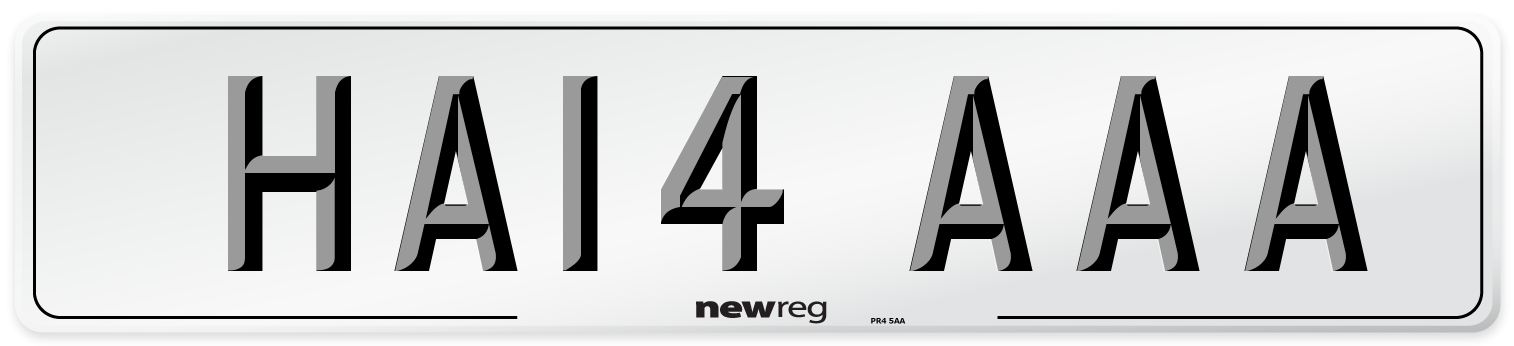 HA14 AAA Front Number Plate