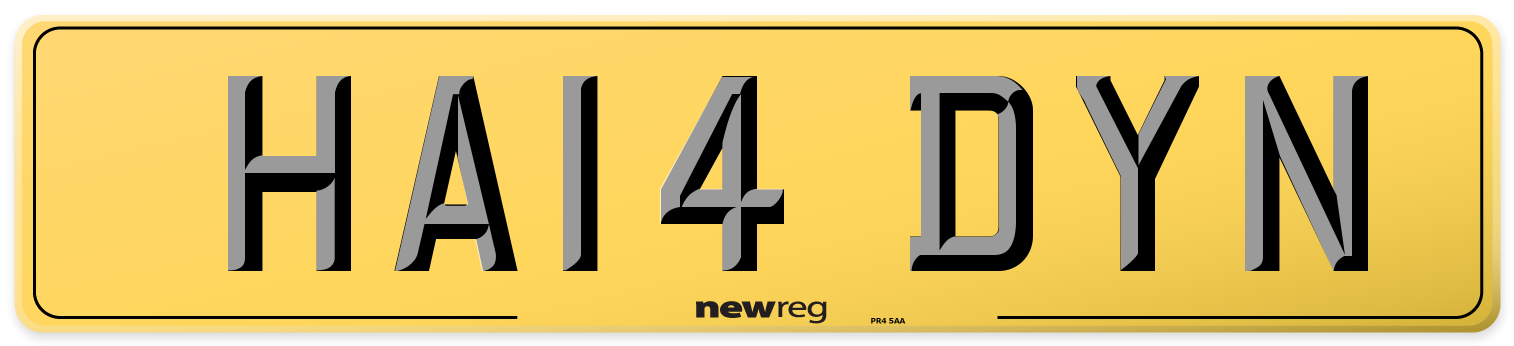 HA14 DYN Rear Number Plate