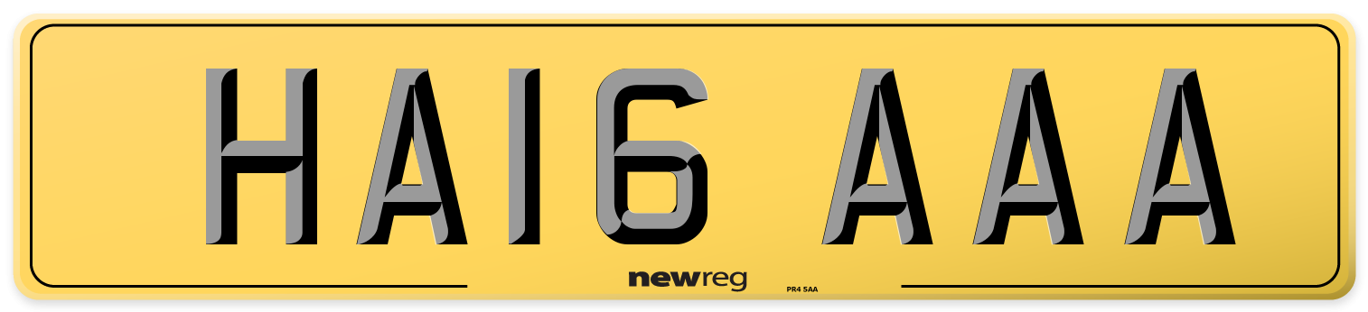 HA16 AAA Rear Number Plate
