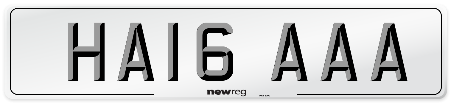 HA16 AAA Front Number Plate