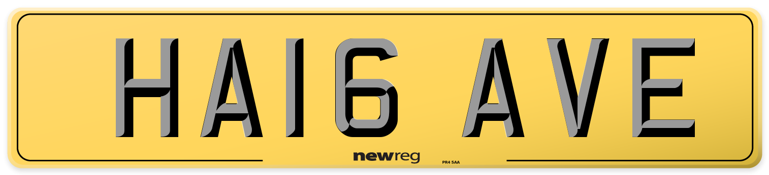 HA16 AVE Rear Number Plate
