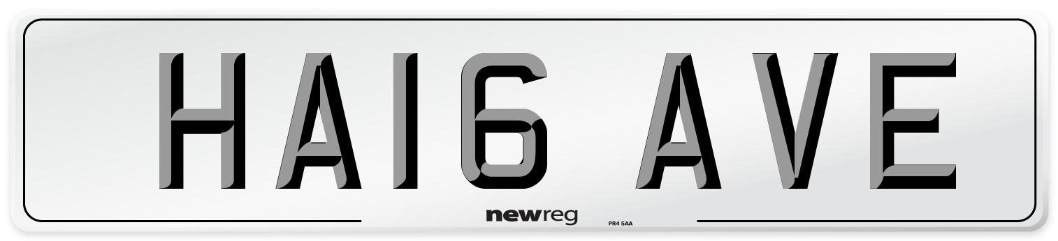 HA16 AVE Front Number Plate