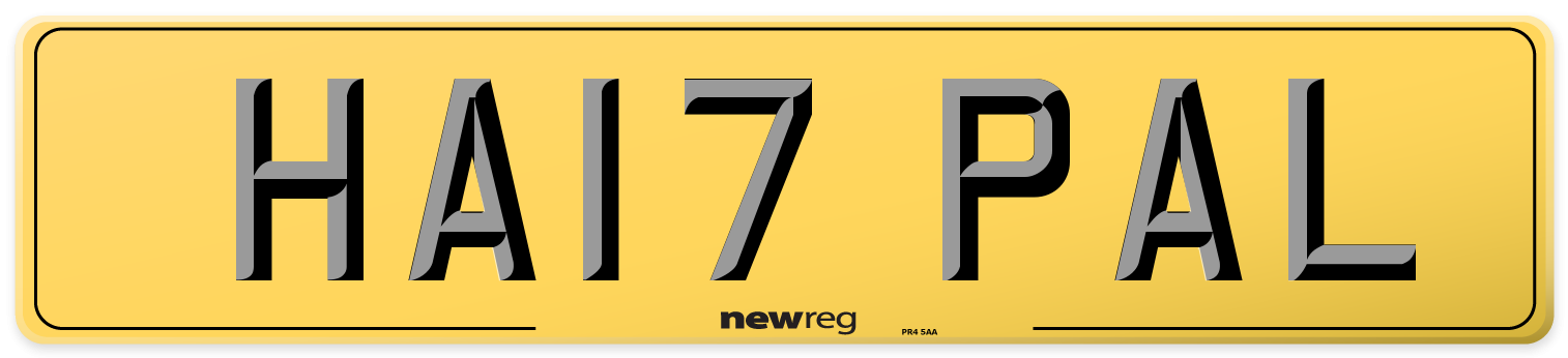 HA17 PAL Rear Number Plate