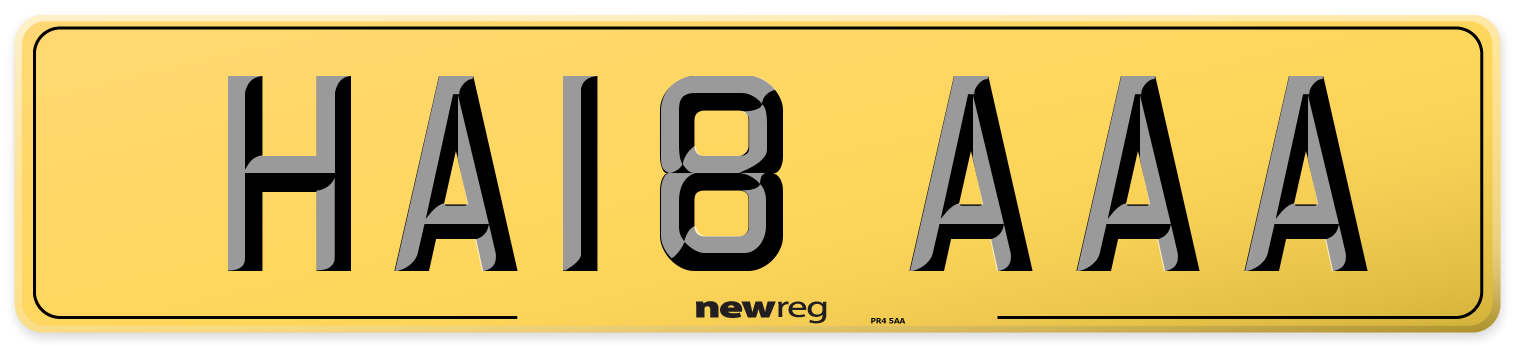 HA18 AAA Rear Number Plate
