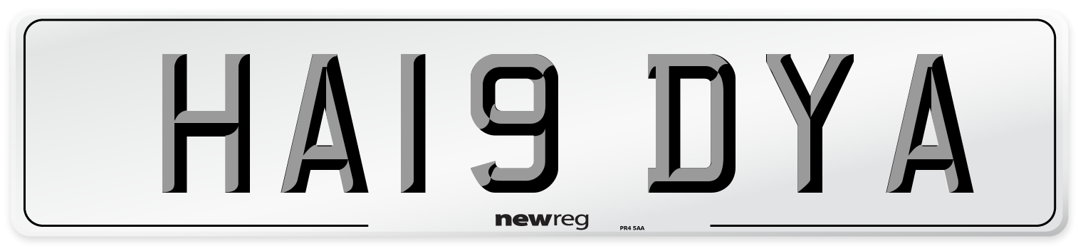 HA19 DYA Front Number Plate