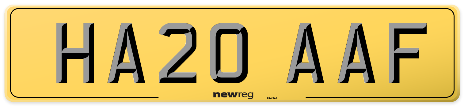 HA20 AAF Rear Number Plate