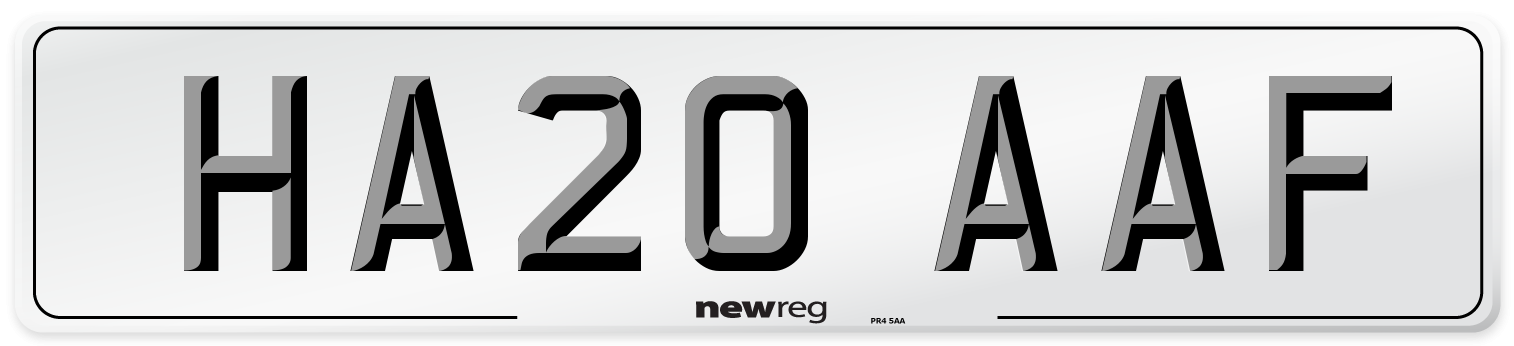 HA20 AAF Front Number Plate