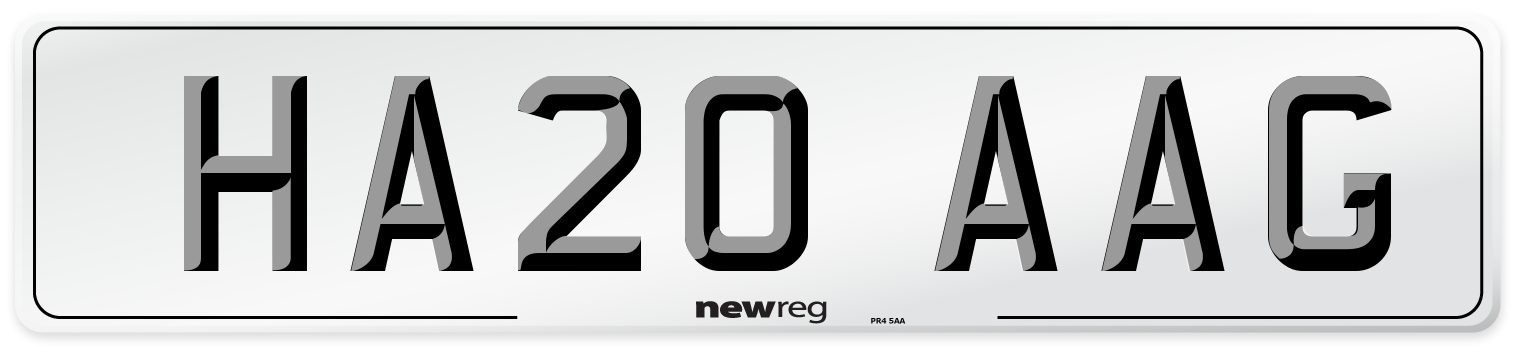 HA20 AAG Front Number Plate