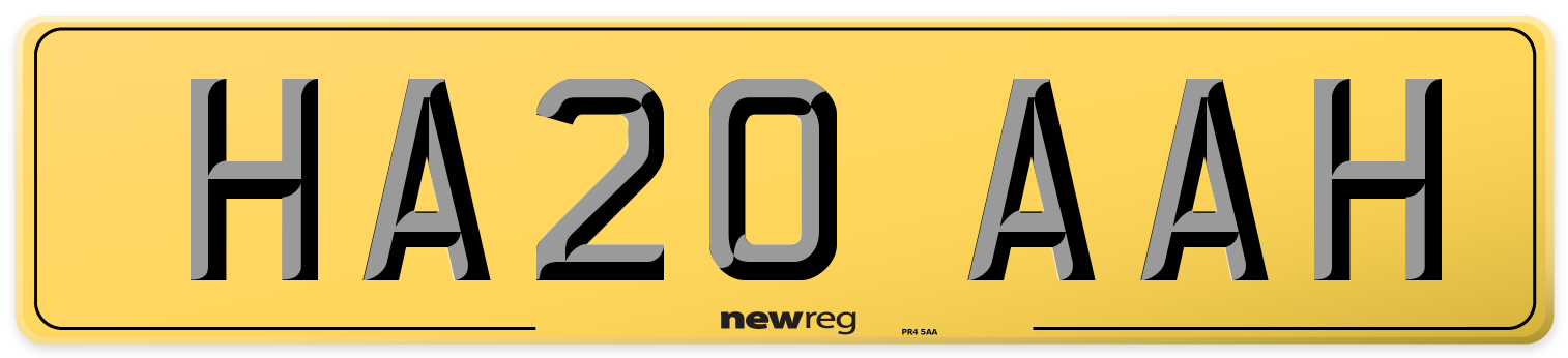 HA20 AAH Rear Number Plate