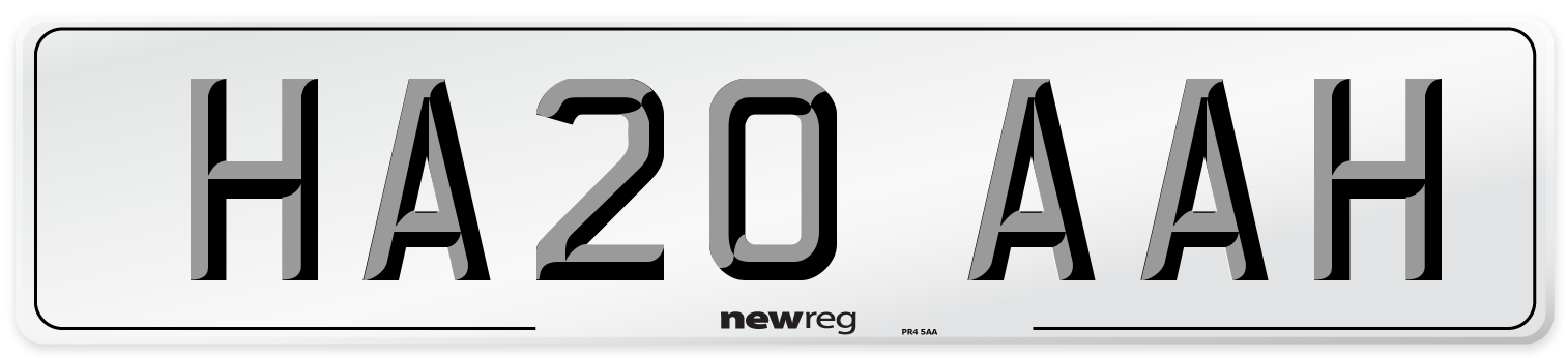 HA20 AAH Front Number Plate