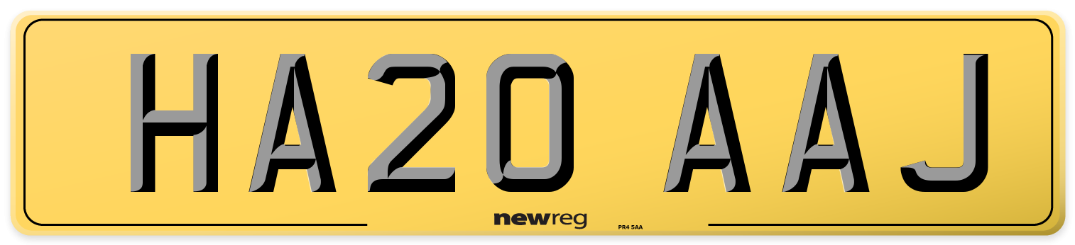 HA20 AAJ Rear Number Plate