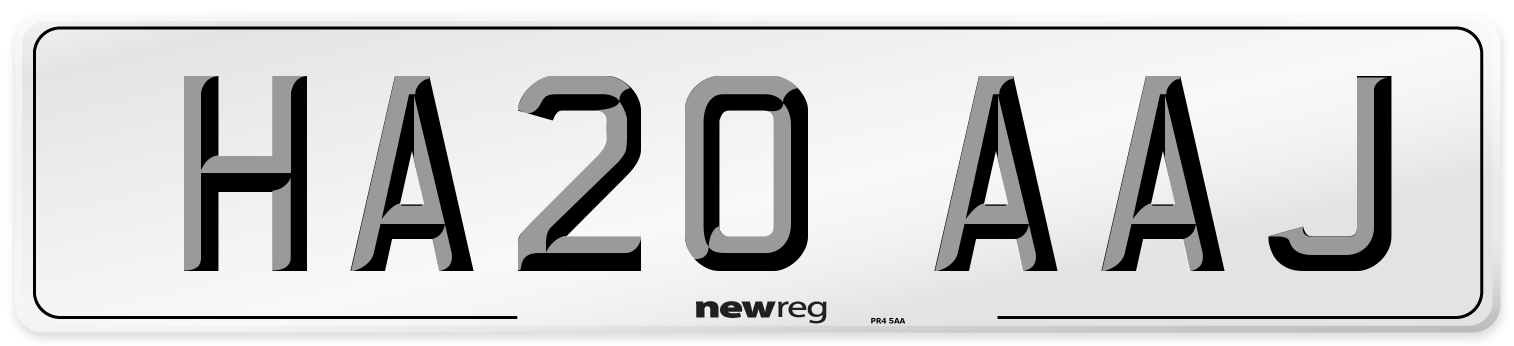 HA20 AAJ Front Number Plate