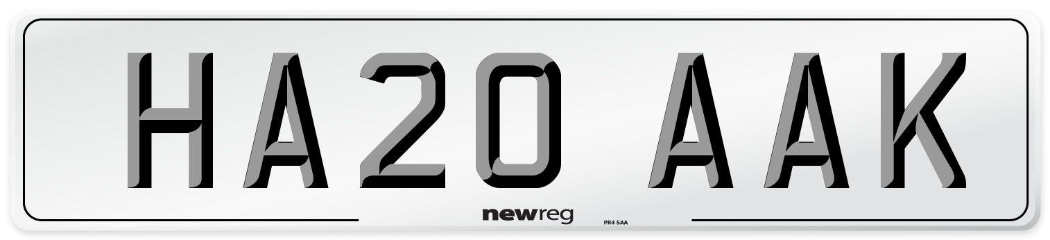 HA20 AAK Front Number Plate