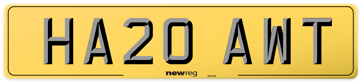 HA20 AWT Rear Number Plate