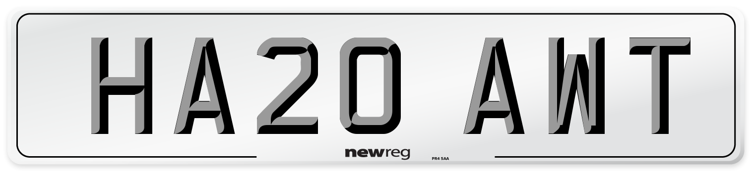 HA20 AWT Front Number Plate